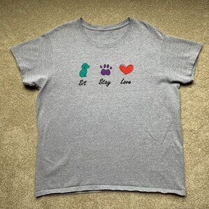Dog Tee Sit Stay Love Womens Large